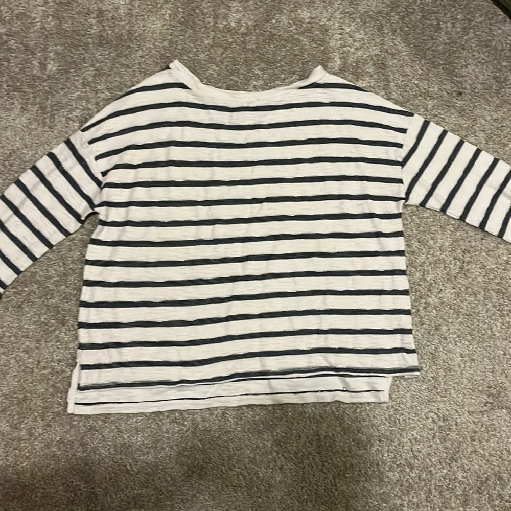 Navy and white striped long sleeve shirt from Ava Viv size 2X